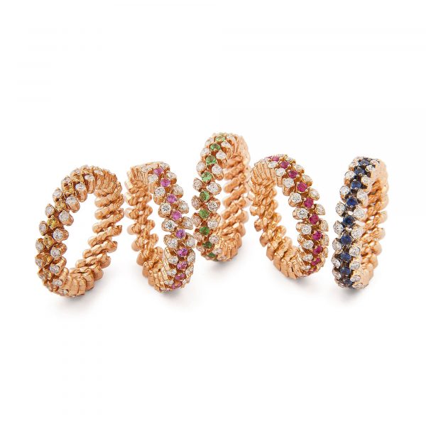 Brevetto Roségold Multi Size Ring mit Brillanten und Saphiren