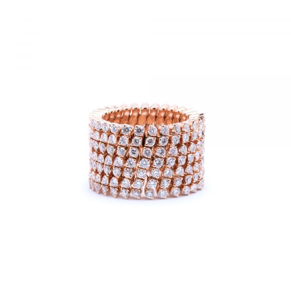 Serafino Roségold Multi Size Ring und Armband mit 7 Brillant-Reihen