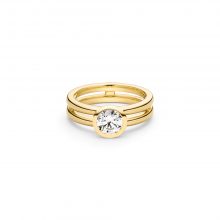 Gelbgold Ring "Duo" mit Brillant von Atelier Fridrich bei Juwelier Fridrich in München