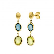 Gelbgold Ohrhänger mit Peridot und Blautopas von Kollektion Fridrich bei Juwelier Fridrich in München