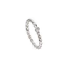 Gedrehter Weißgold Kordel-Ring in zart mit Diamant von Kollektion Fridrich bei Juwelier Fridrich in München