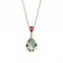 Roségold Collier mit Farbedelsteinen und Tropfen Anhänger von Kollektion Fridrich bei Juwelier Fridrich in München