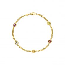 Gelbgold Armband 2-reihig mit bunten Farbsteinen von Kollektion Fridrich bei Juwelier Fridrich in München