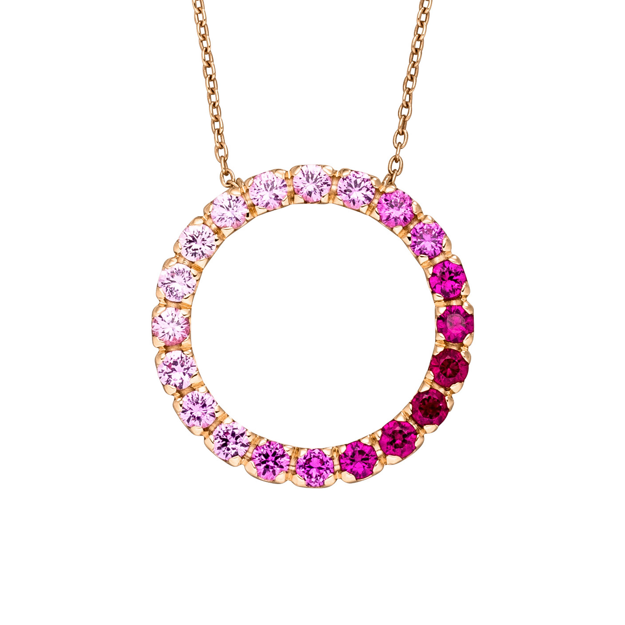 Roségold Collier mit pinken Saphiren und Rubinen von Kollektion Fridrich bei Juwelier Fridrich in München