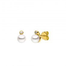 Gelbgold Ohrstecker mit Perlen und Brillanten von Kollektion Fridrich bei Juwelier Fridrich in München