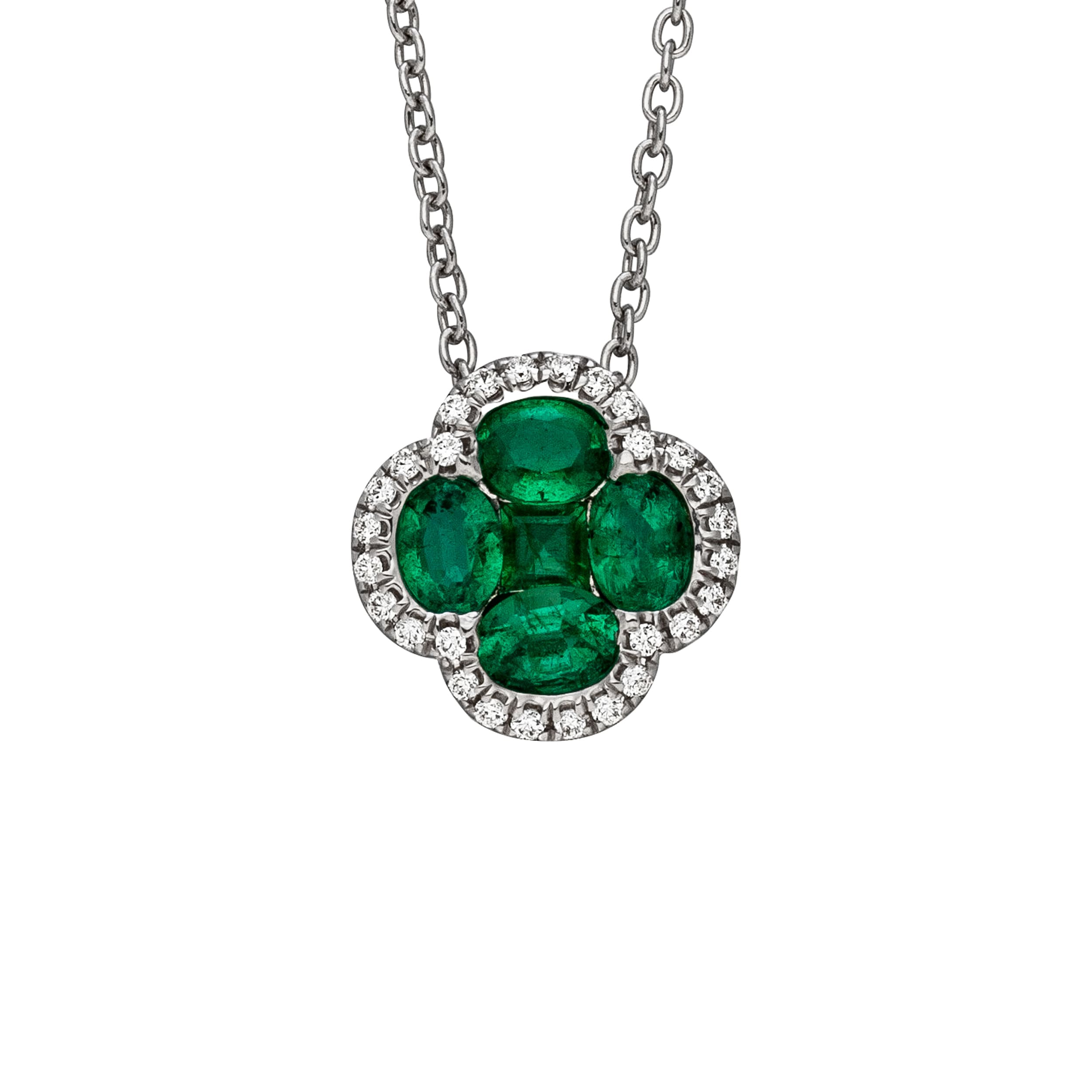 Weißgold Collier mit Smaragd und Diamanten von Kollektion Fridrich bei Juwelier Fridrich in München