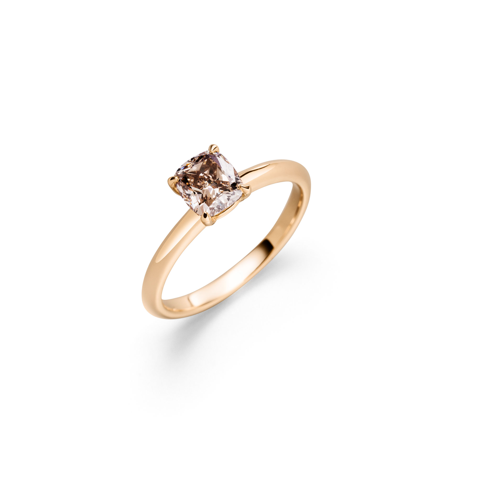 Roségold Ring "Unika" mit braunem Cushion Diamant von Atelier Fridrich bei Juwelier Fridrich in München