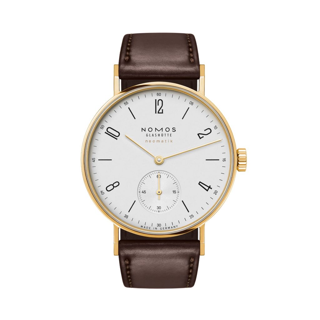 Tangente Gold neomatik doré von NOMOS Glashütte bei Juwelier Fridrich in München