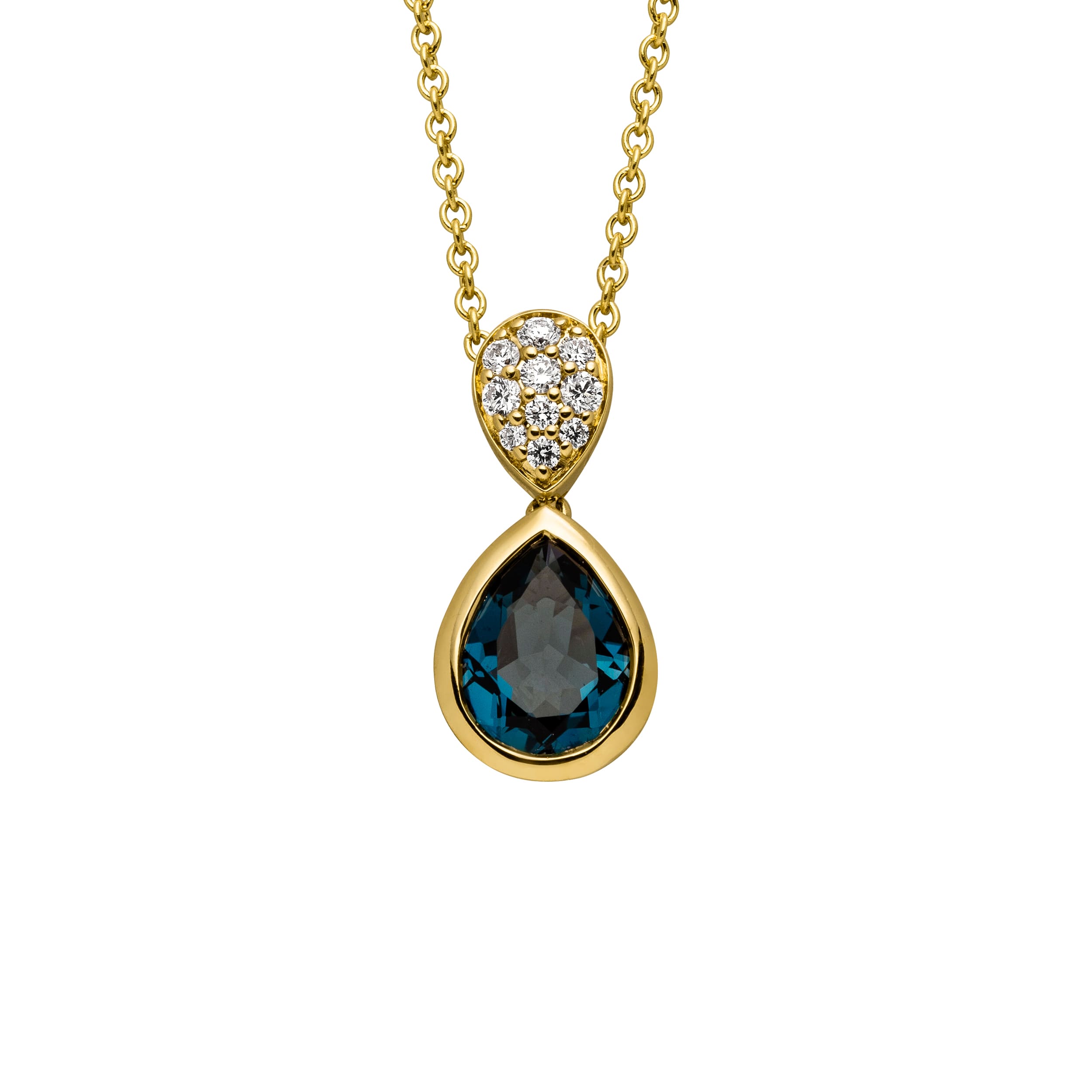 Gelbgold Collier mit Blautopas und Diamanten von Elaine Firenze bei Juwelier Fridrich in München