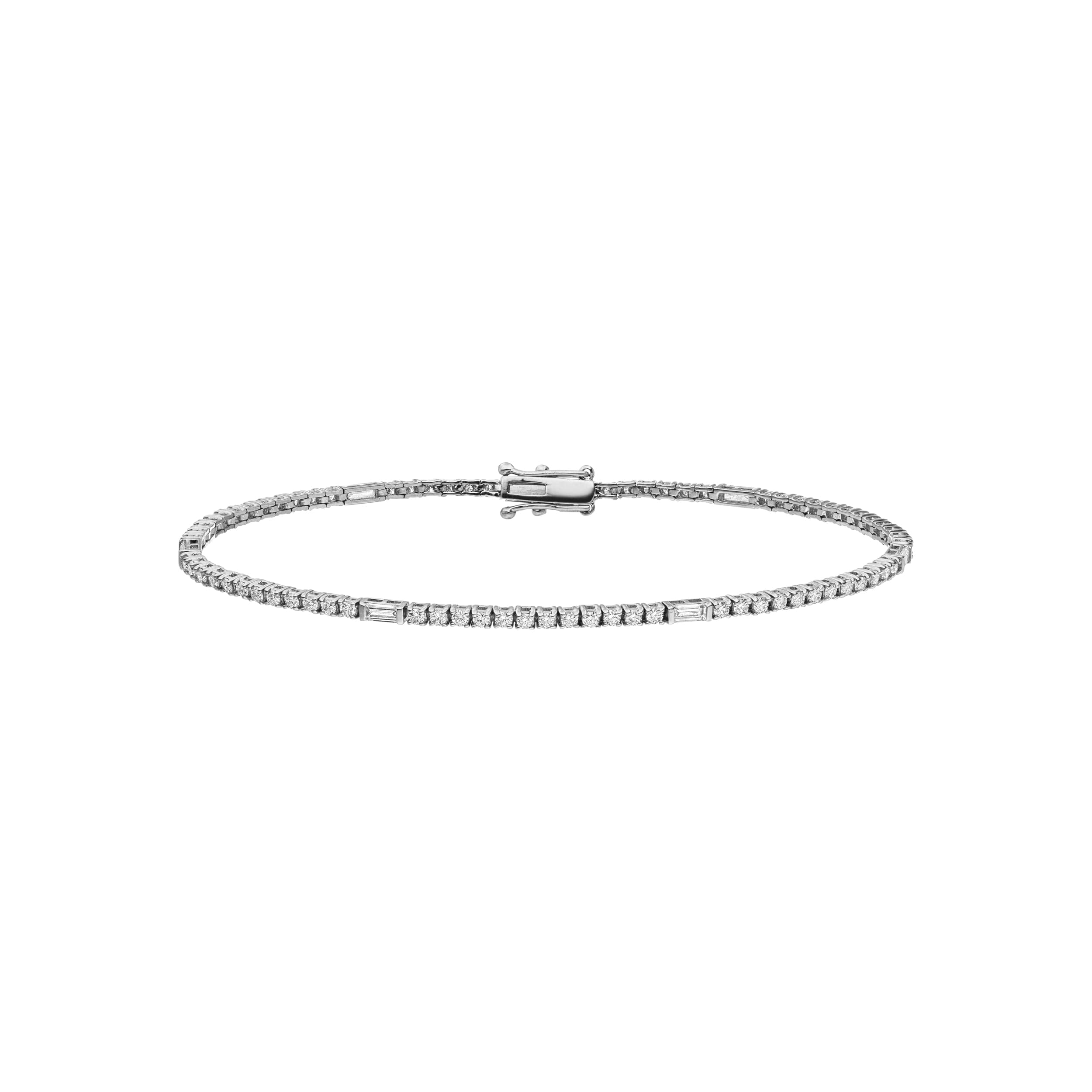 Weißgold Tennis-Armband mit Diamanten in Fantasieschliffen und Brillanten von Hans D. Krieger bei Juwelier Fridrich in München