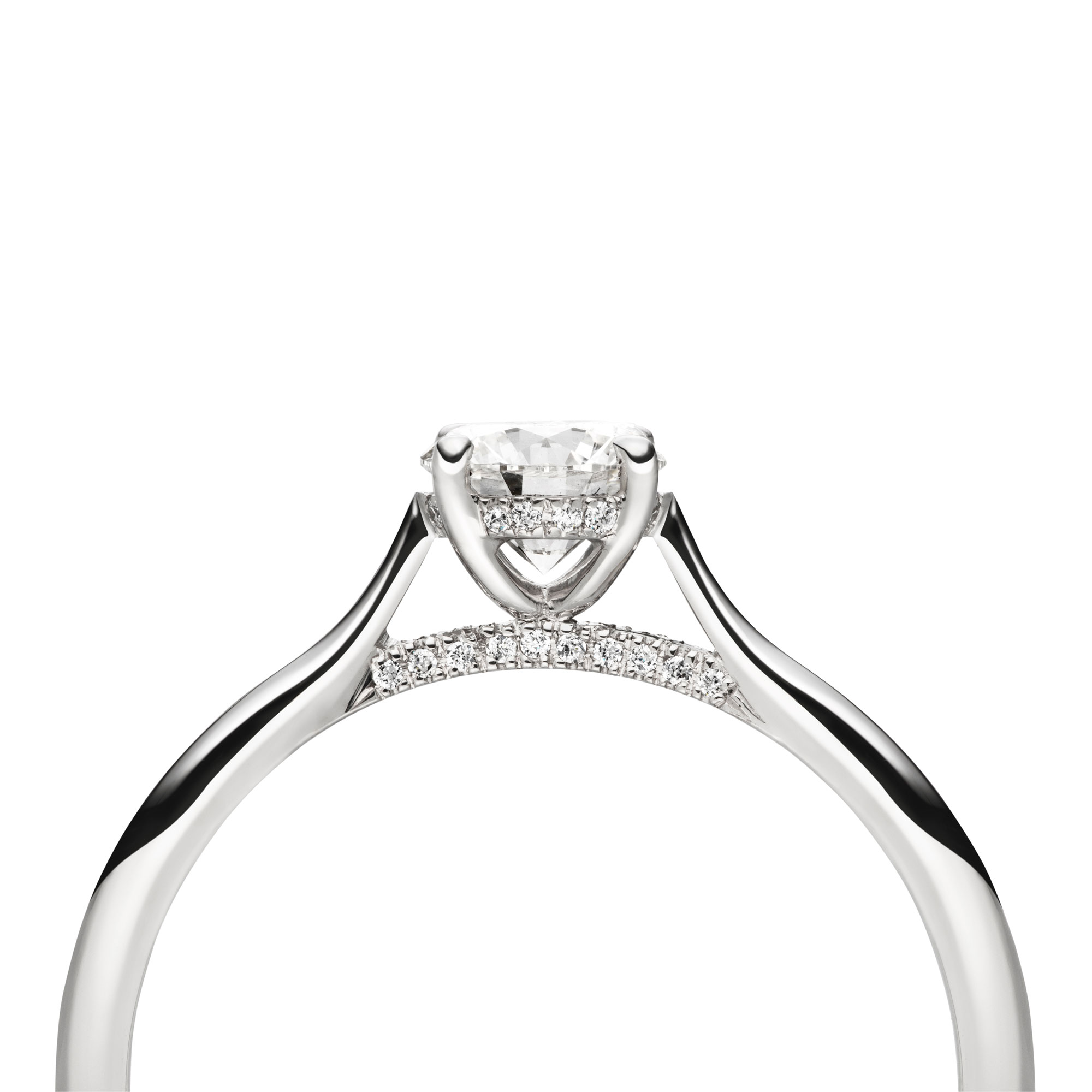 Weißgold Ring mit Brillant und Besatz in Fassung