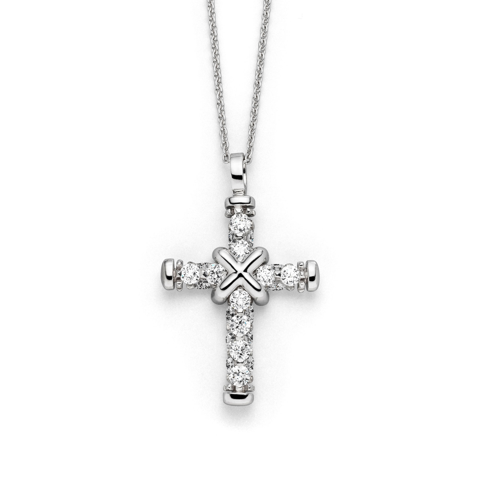 Weißgold Collier mit Diamant-Kreuz von Leo Wittwer bei Juwelier Fridrich in München