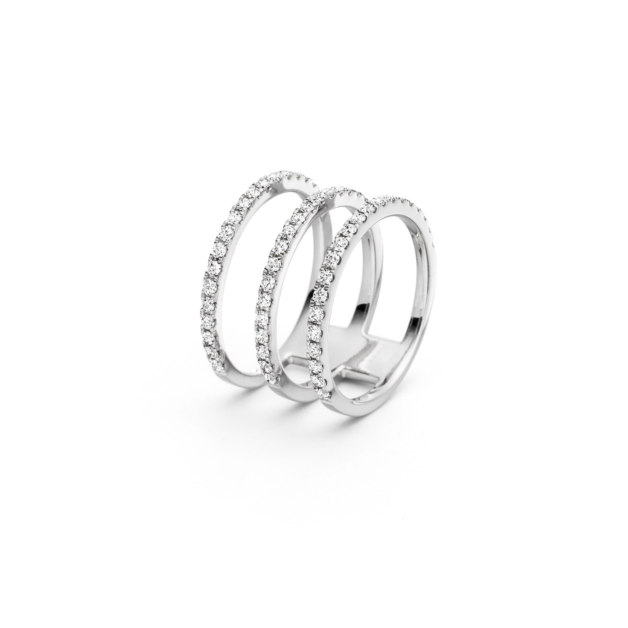 Weißgold Ring dreireihig mit Diamanten von Pieo Milano bei Juwelier Fridrich in München