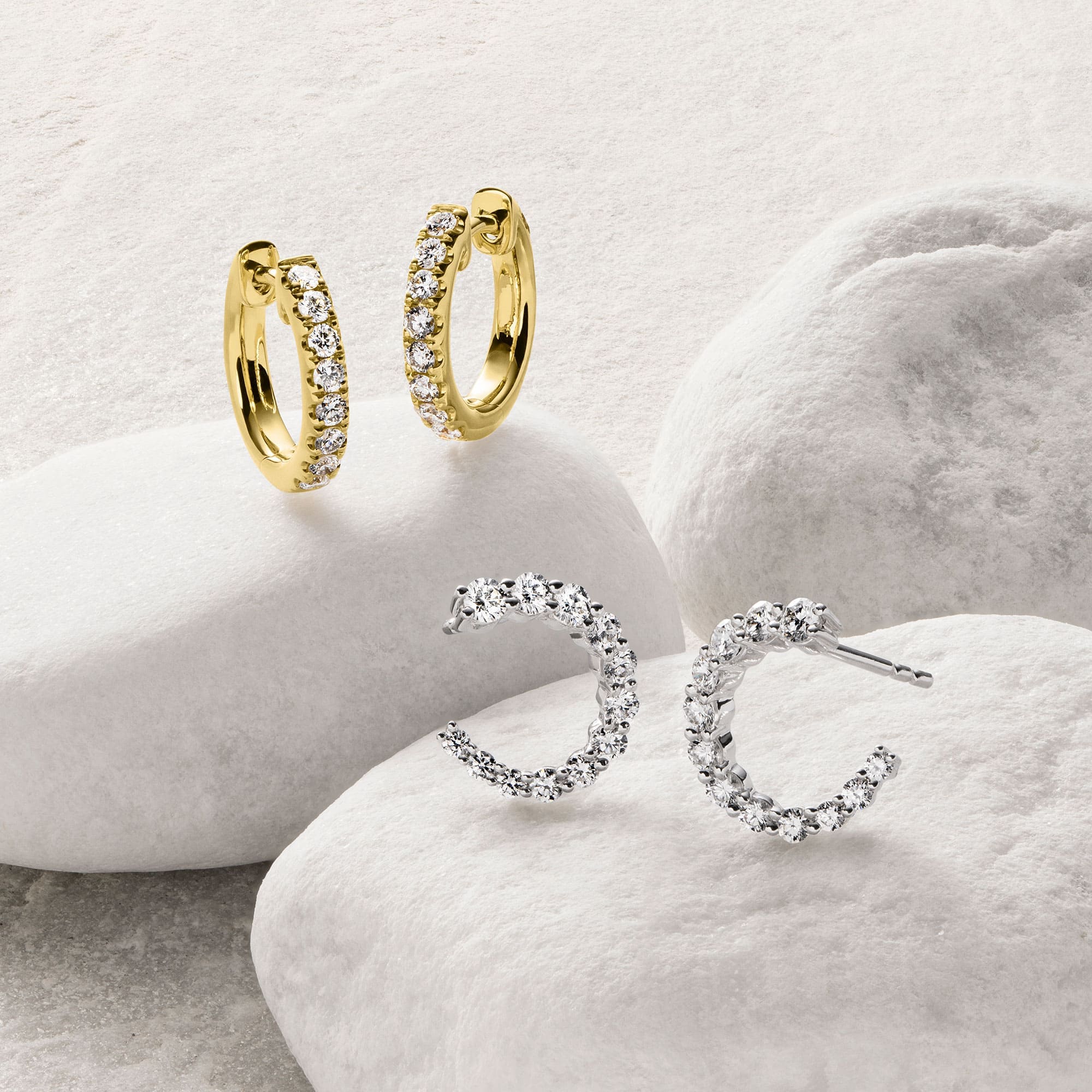 Gelbgold Creolen mit Diamanten